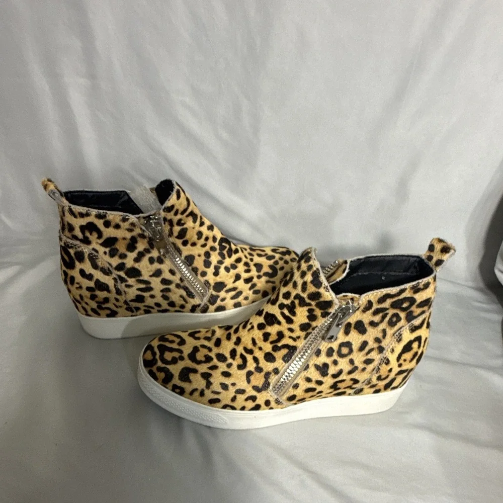 Steve Madden Wedgie-L Women's Animal Print Ankle Booties Zip Wedge 6.5M